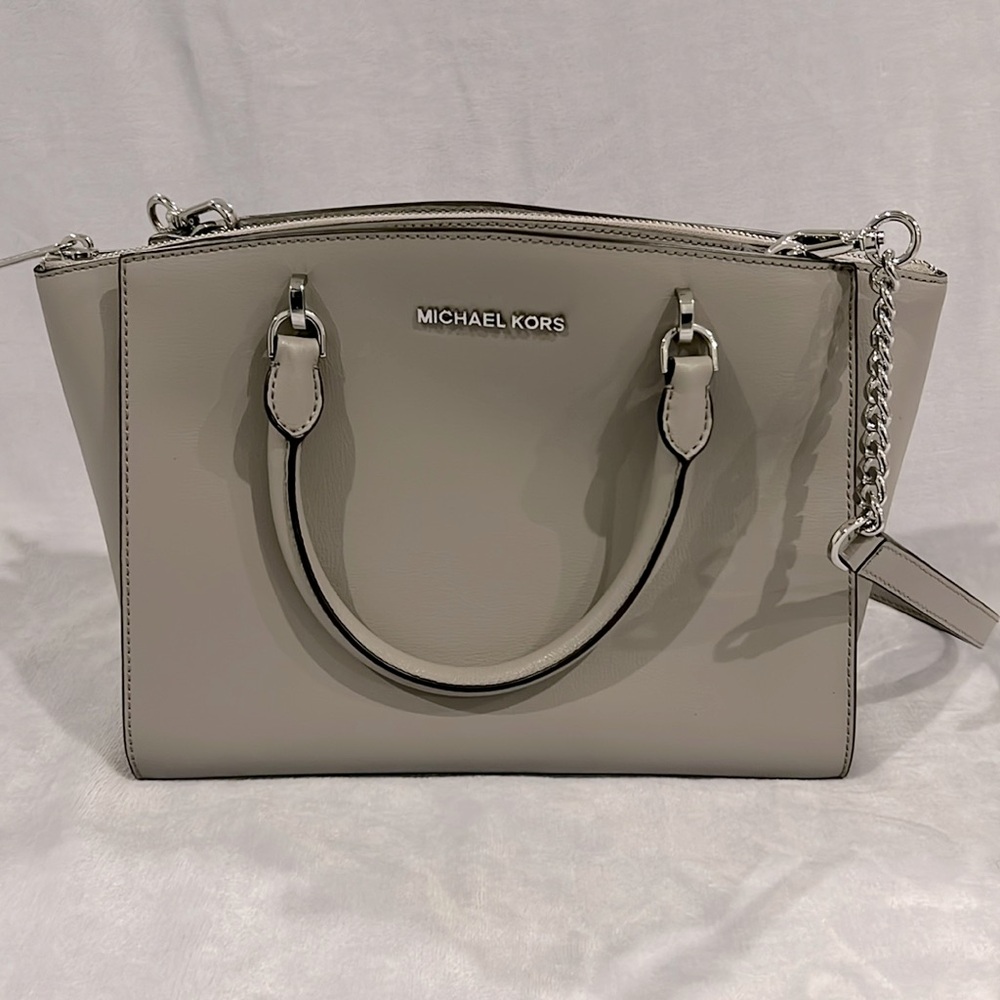 Michael Kors Ellis Satchel with crossbody leather & chain strap